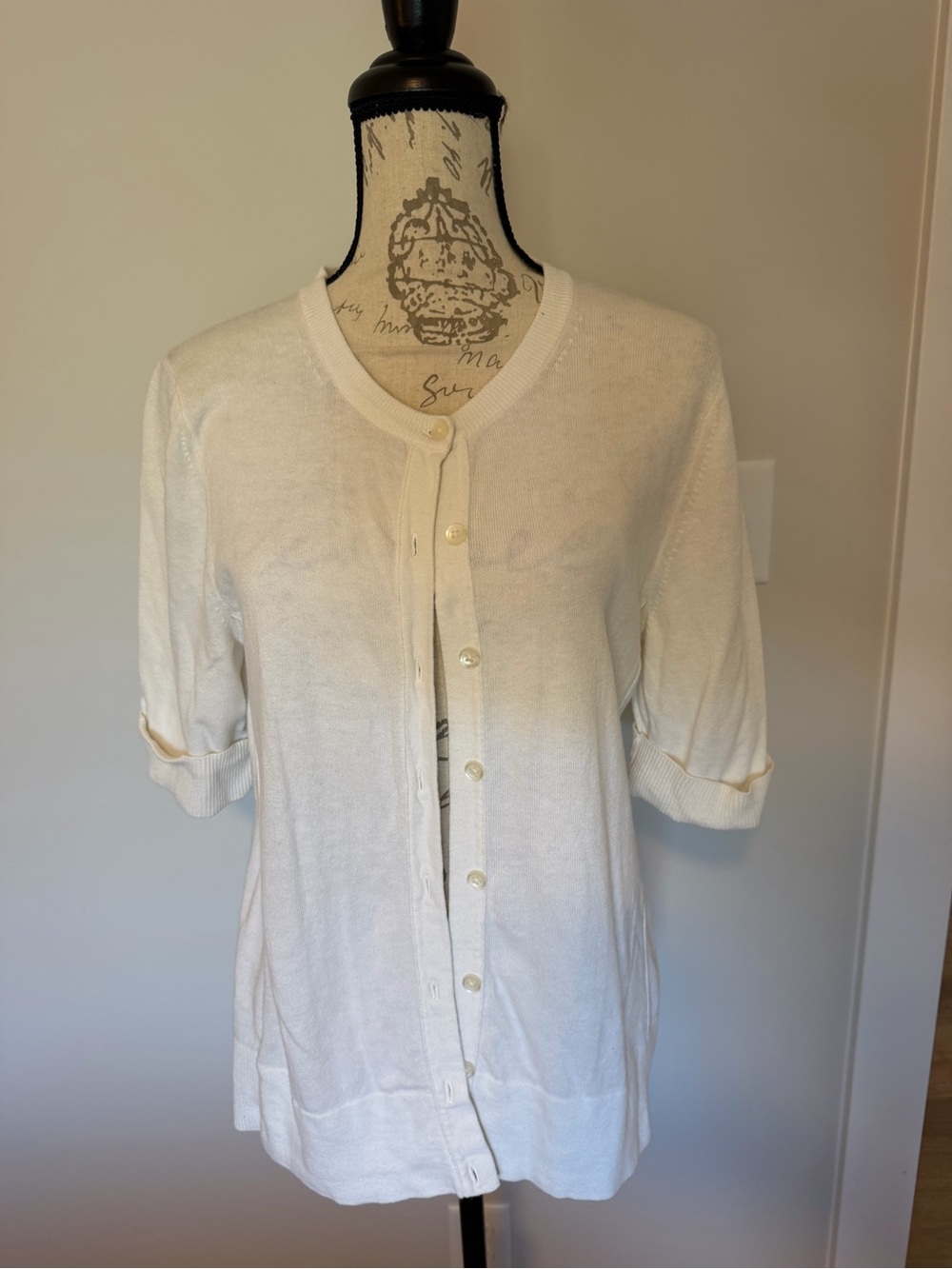 Eddie Bauer Button-Front Short Sleeve Knit Cardigan